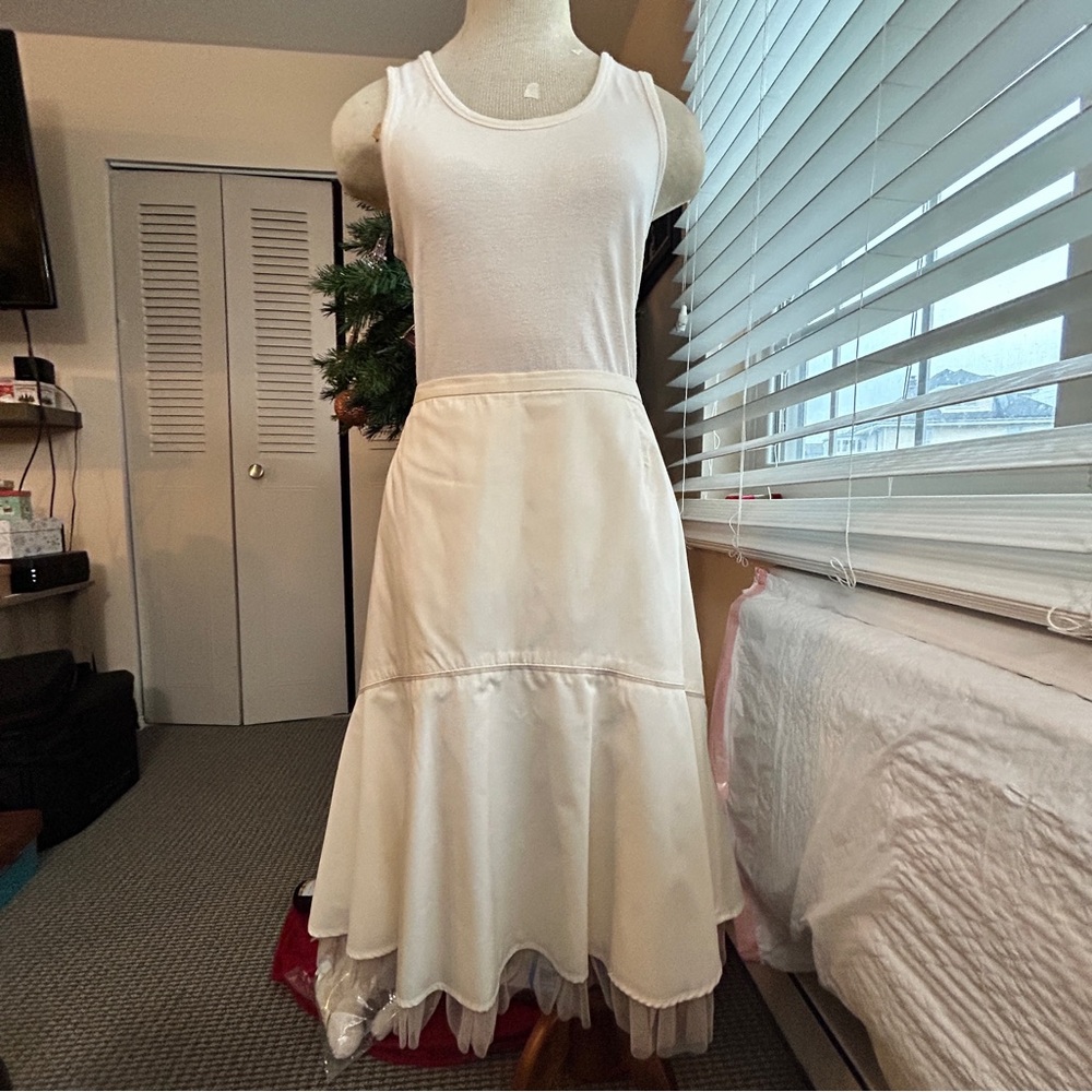 Nicole Miller 2-Piece |  Shirt and Drop Waist Skirt with Crinoline Cream White